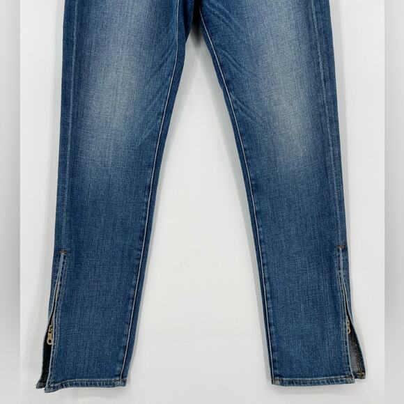 FRAME Le Boy Zip Hem Crop Jeans Ankle Picadilly Distressed Stretch Blue Size 26 - Picture 10 of 15